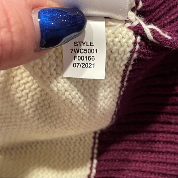 Lucky Brand Burgundy, Grey & Winter White Color-block Boatneck Sweater Size L - Picture 12 of 15